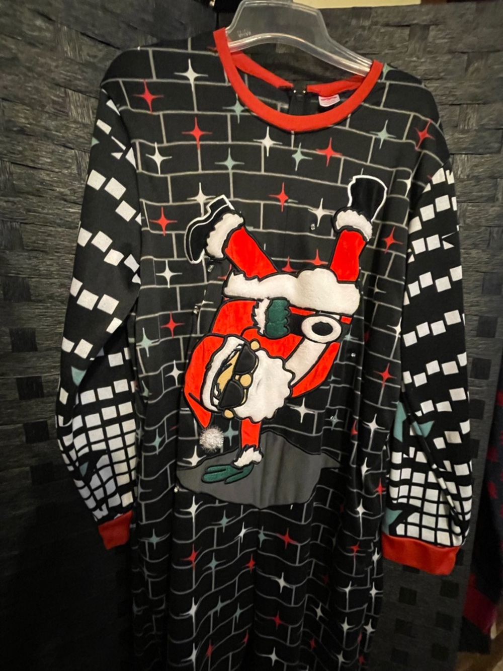 Holiday Time Santa Claus unisex bodysuit Christmas bodysuit sz Lg RARE read